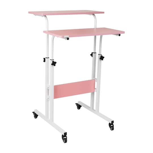 Mind Reader Portable Standing Adjustable Height Rolling Computer Desk